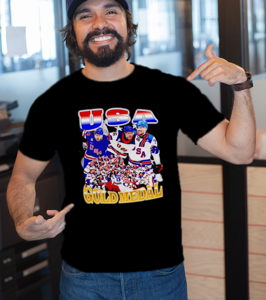 USA Gold Medal Team Vintage Bootleg Throwback T-Shirt