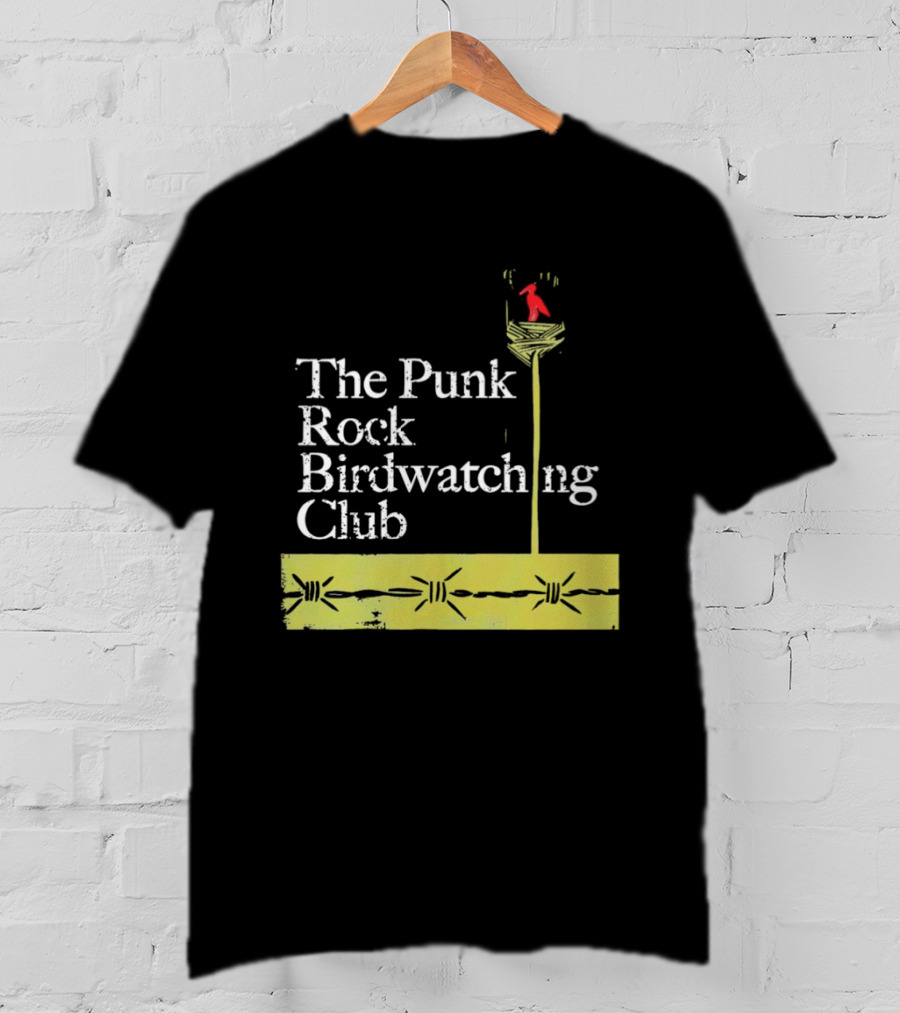 The Punk Rock Bird Ing Club Red Bird Perched On Column T-Shirt