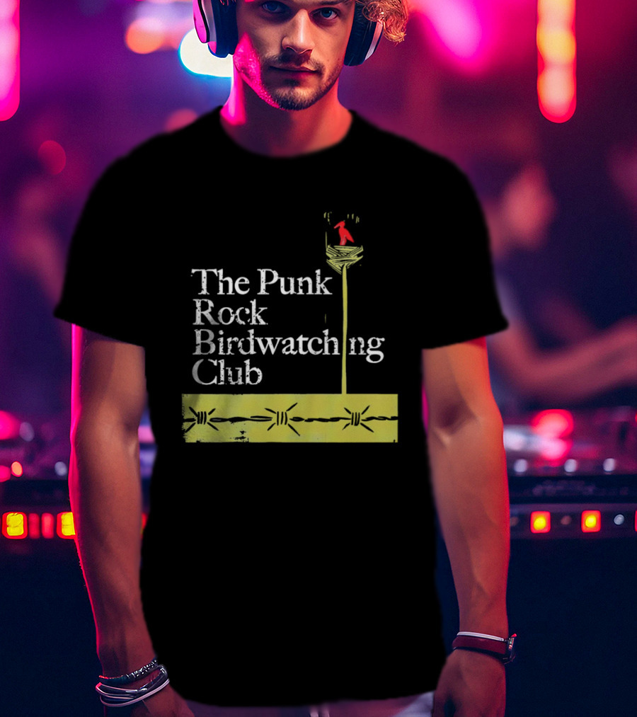 The Punk Rock Bird Ing Club Red Bird Perched On Column T-Shirt