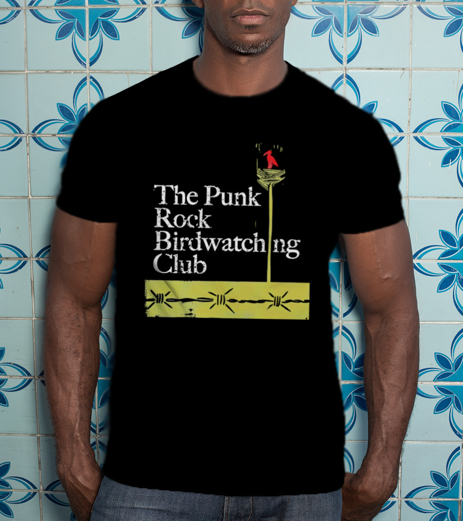 The Punk Rock Bird Ing Club Red Bird Perched On Column T-Shirt