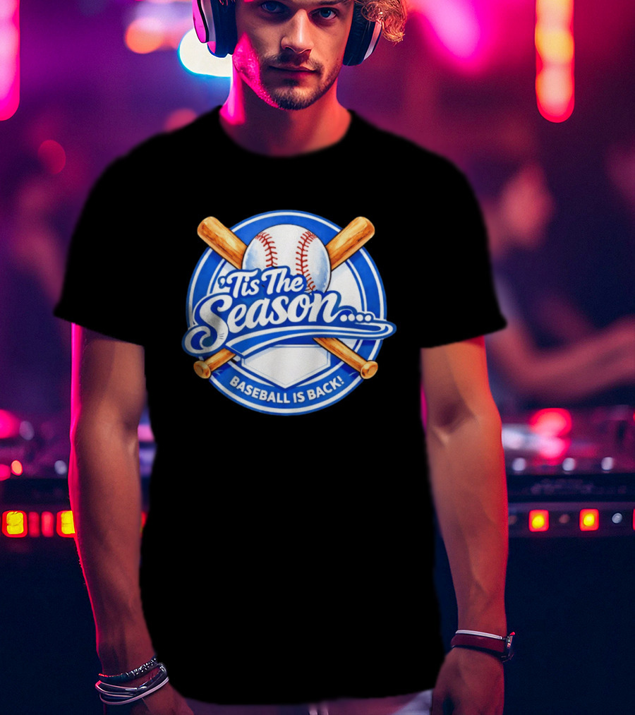 Tis The Season Baseball Is Back Baseball Bats And Ball Circle T-Shirt