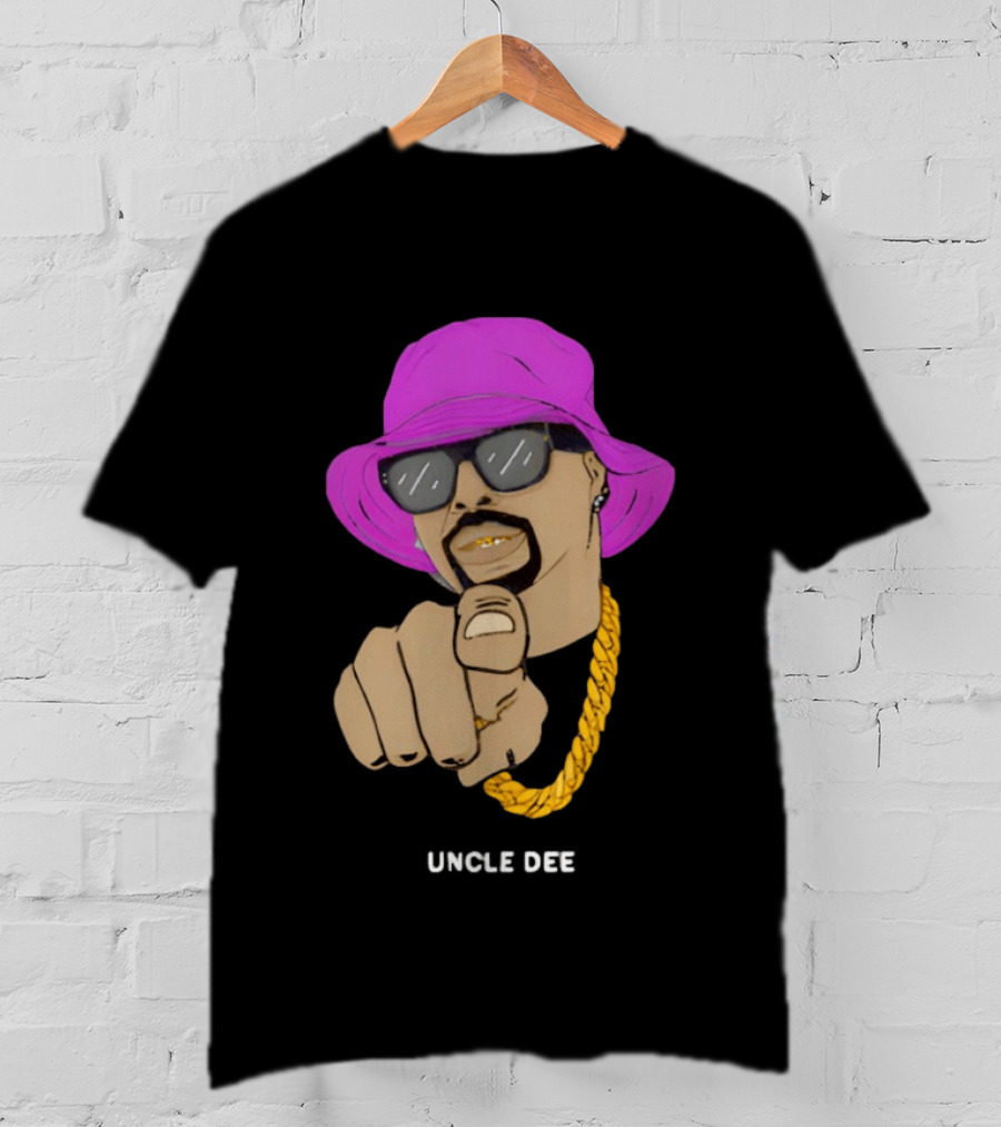 UNCLE DEE Finger Pointing Sunglasses Chain Purple Hat T-Shirt