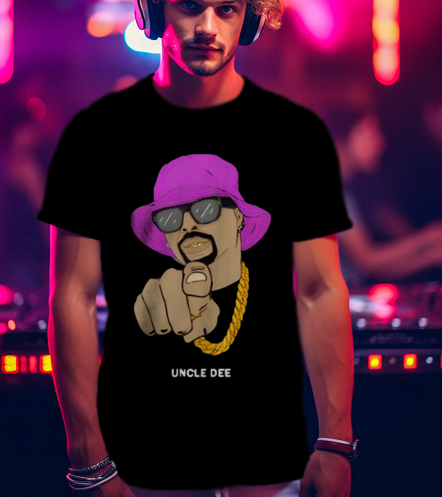 UNCLE DEE Finger Pointing Sunglasses Chain Purple Hat T-Shirt