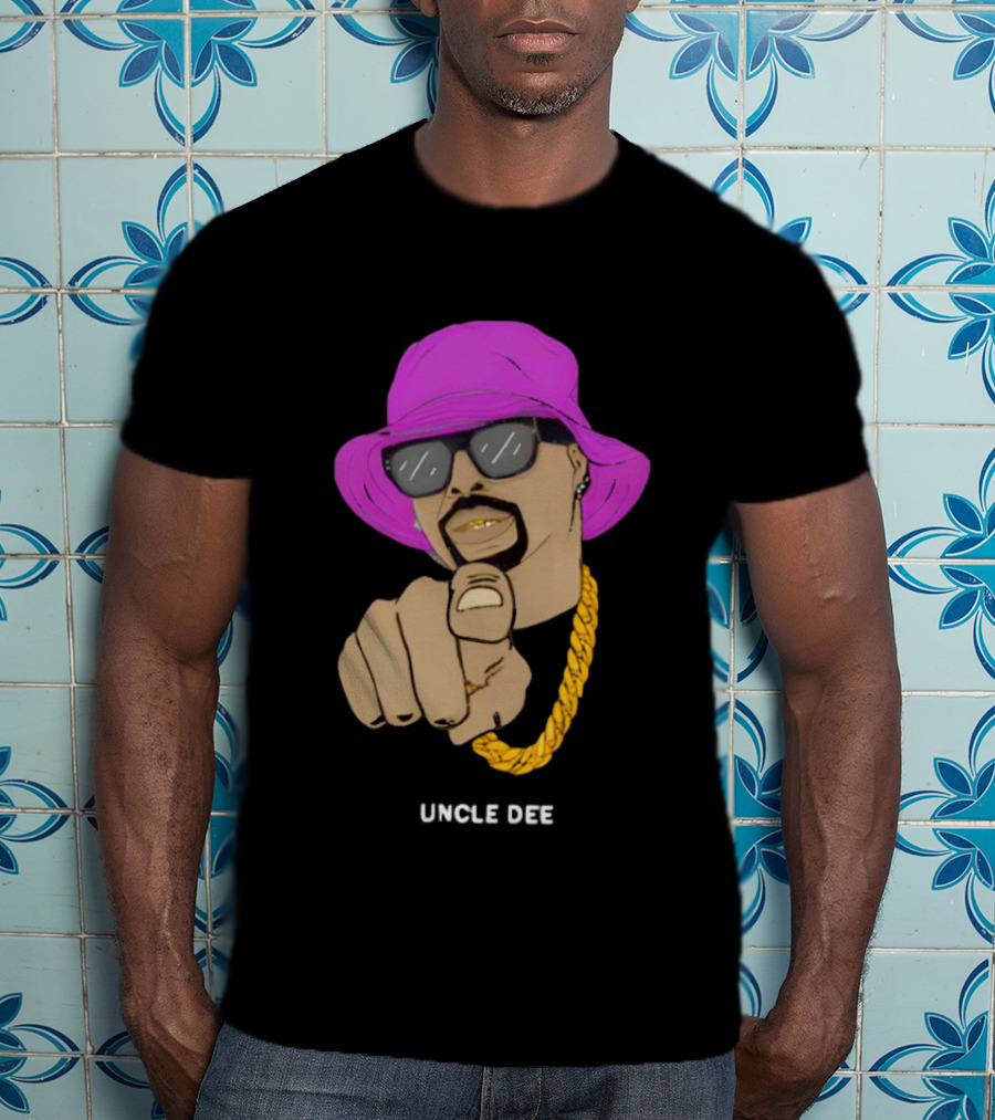 UNCLE DEE Finger Pointing Sunglasses Chain Purple Hat T-Shirt