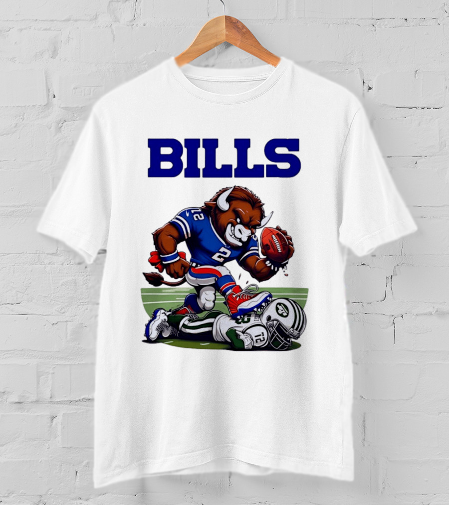 Buffalo Bills Dominating New York Jets Rivalry NFL Mascot Showdown T-Shirt