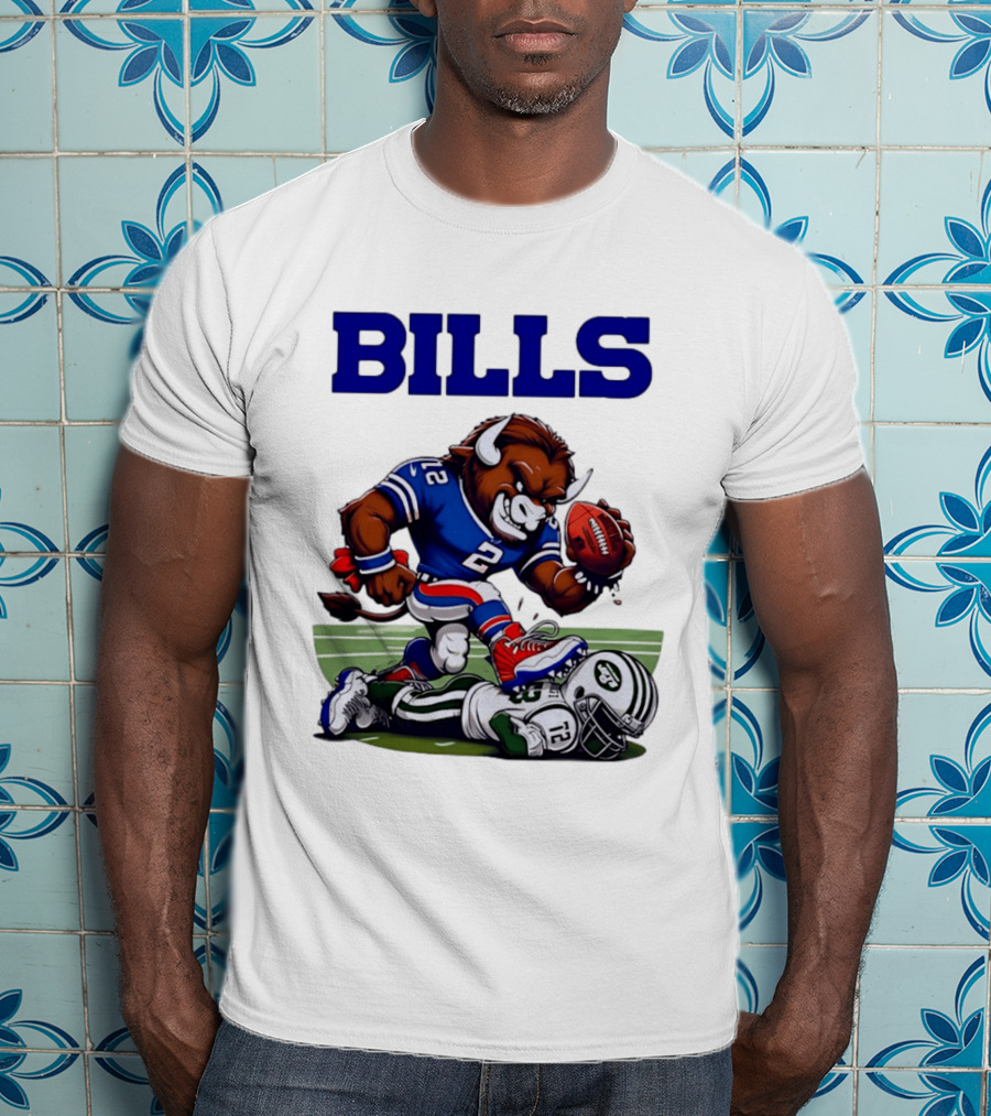 Buffalo Bills Dominating New York Jets Rivalry NFL Mascot Showdown T-Shirt