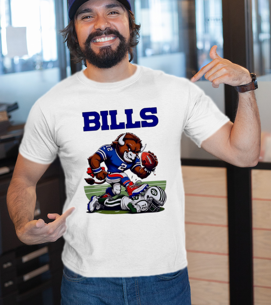 Buffalo Bills Dominating New York Jets Rivalry NFL Mascot Showdown T-Shirt