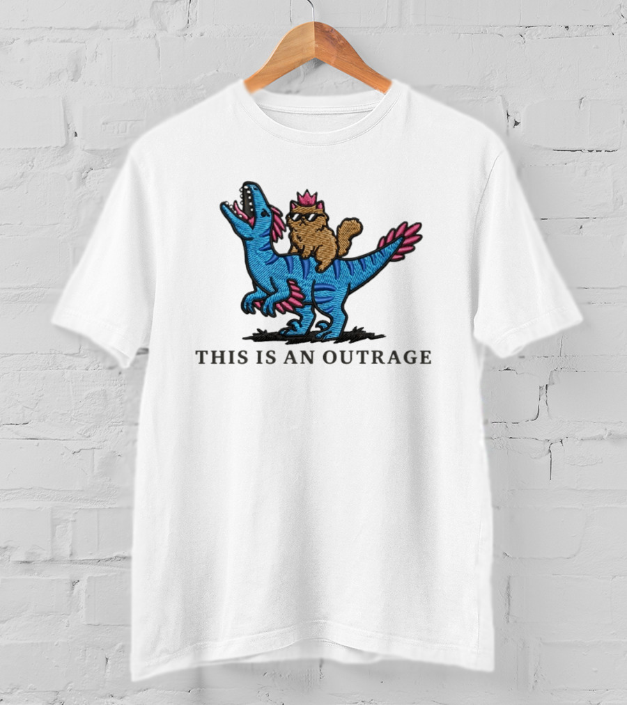 Cat Lover Embroidered Princess Donut And Mongo Dinosaur Outrage T-Shirt