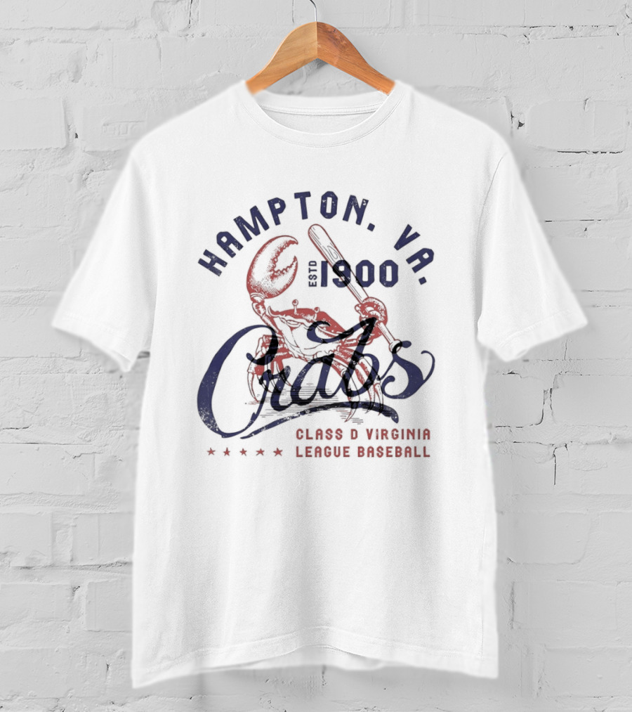 Hampton VA Crabs Est 1900 Class D Virginia League Baseball T-Shirt