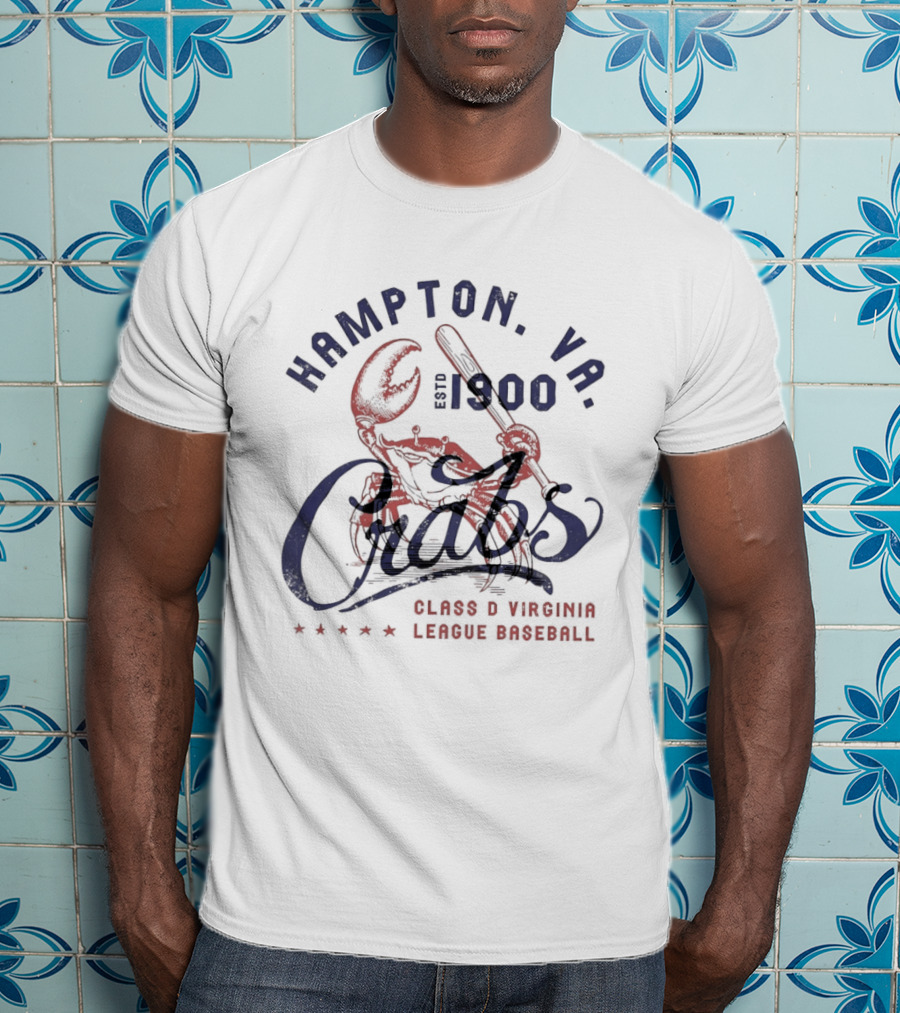 Hampton VA Crabs Est 1900 Class D Virginia League Baseball T-Shirt
