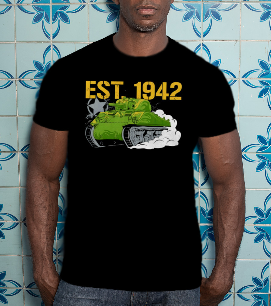 WW2 Sherman Tank EST 1942 World War II Historical Vehicle T-Shirt