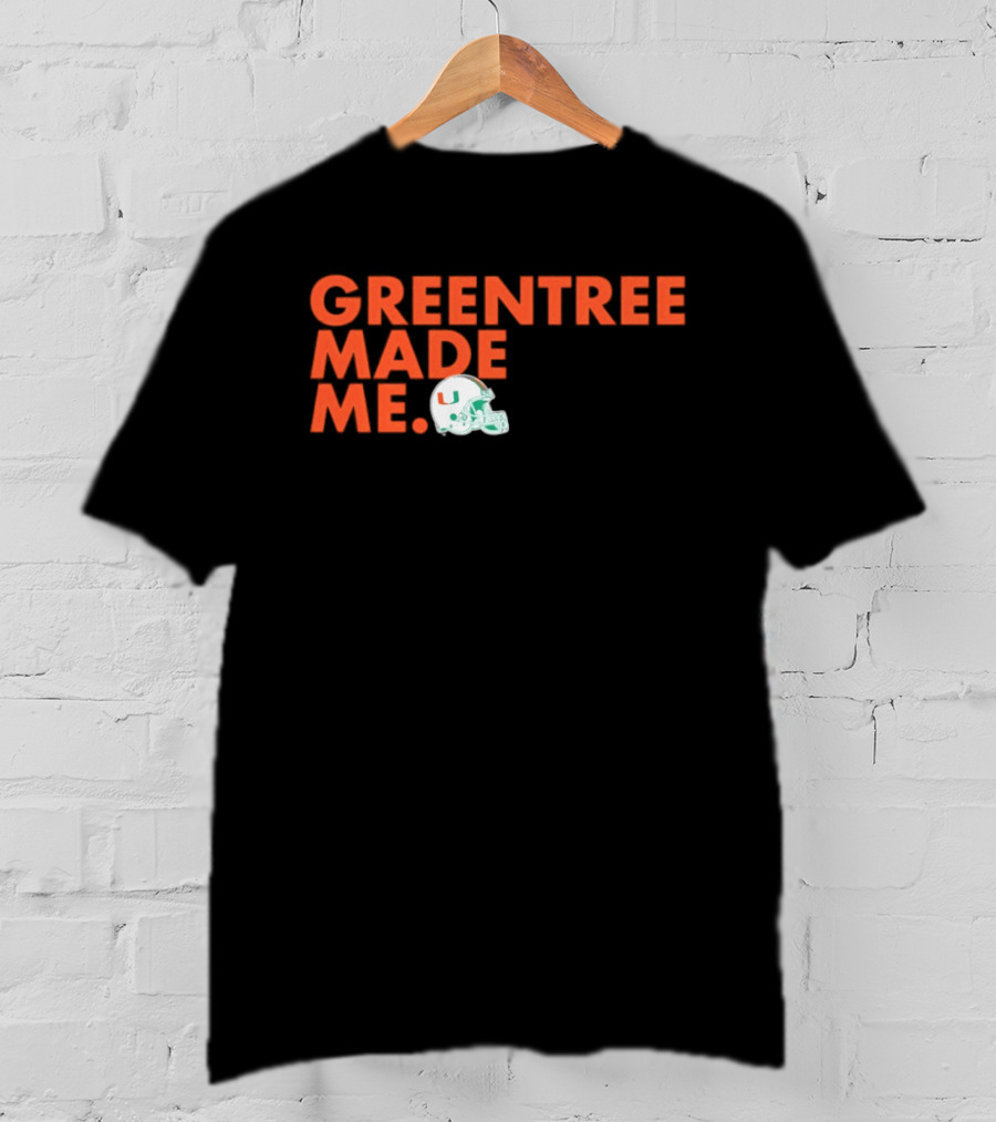 Miami Hurricanes Greentree Made Me Football Helmet T-Shirt