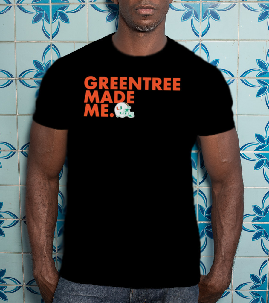 Miami Hurricanes Greentree Made Me Football Helmet T-Shirt