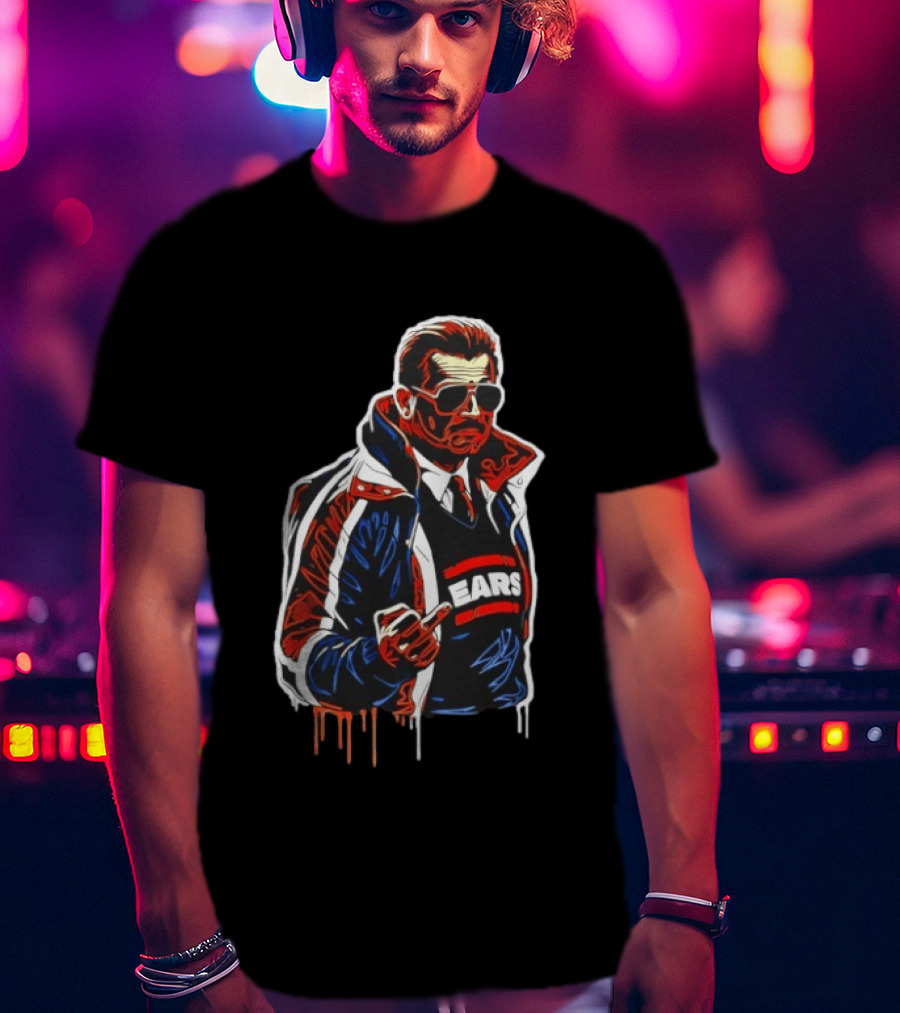 Mike Ditka Chicago Bears Coach Middle Finger Ears T-Shirt