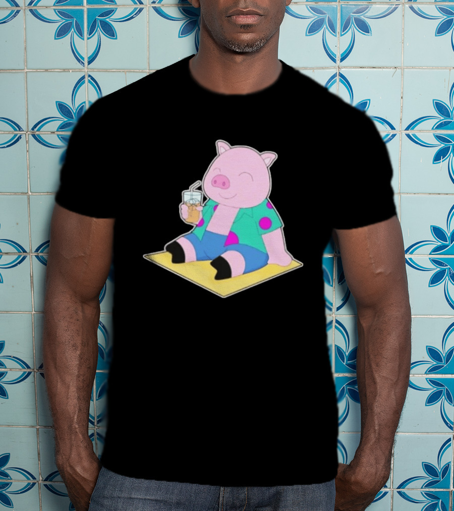 Pig Beach Beverage Summer Relaxation Fun T-Shirt