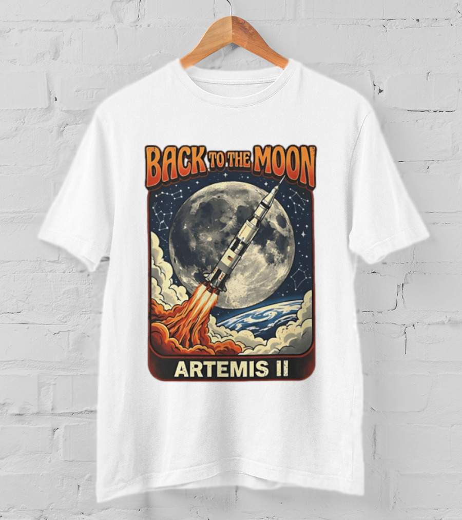 Back To The Moon Artemis II Rocket Launch Space Adventure T-Shirt
