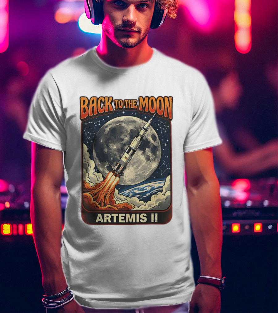 Back To The Moon Artemis II Rocket Launch Space Adventure T-Shirt