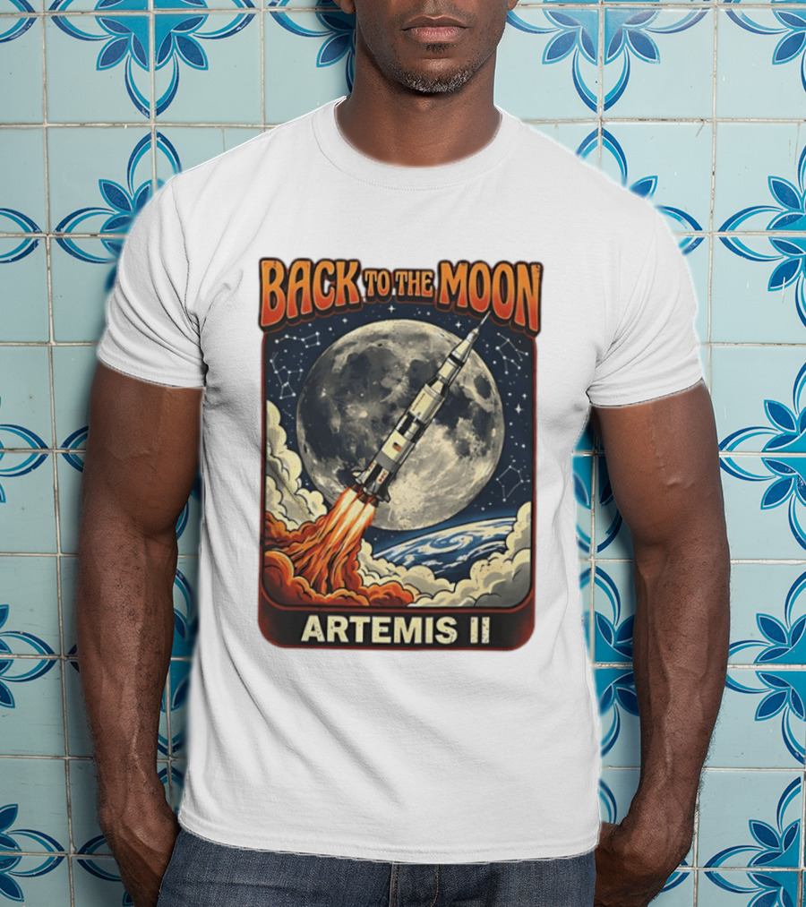 Back To The Moon Artemis II Rocket Launch Space Adventure T-Shirt