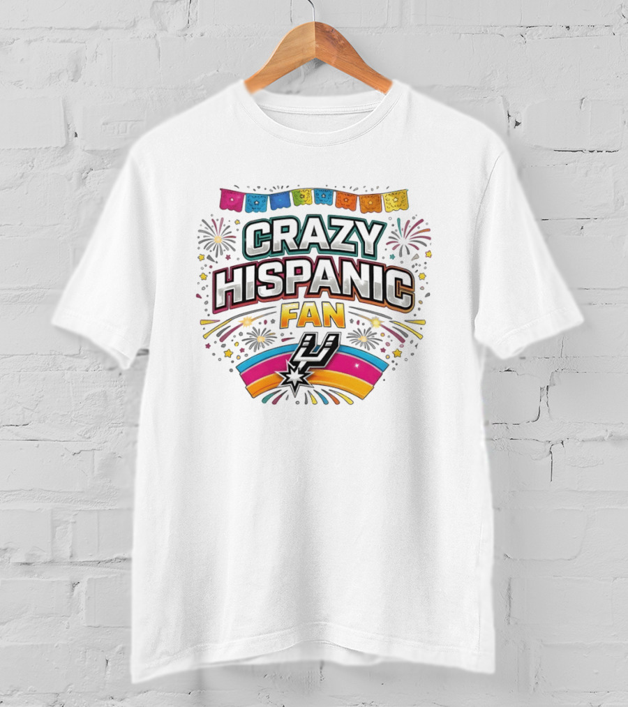Crazy Hispanic Fan Spurs Basketball Celebration 2026 Fiesta Vibes T-Shirt