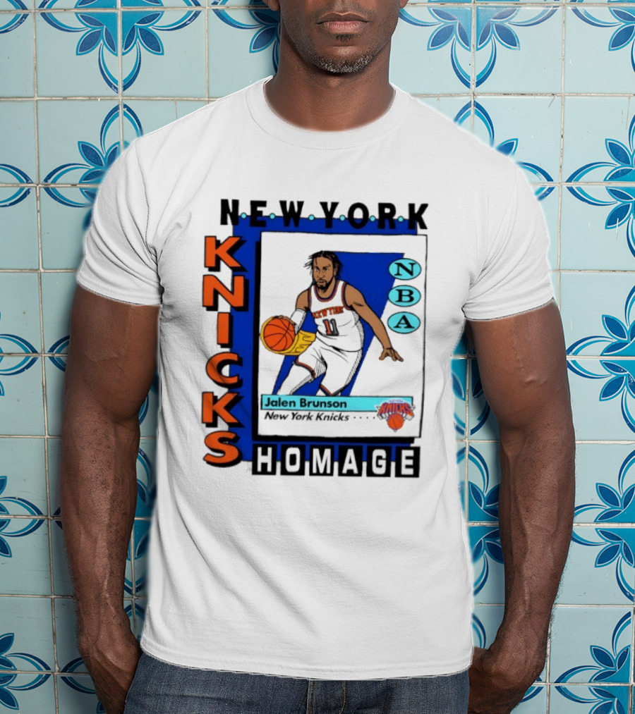 Jalen Brunson New York Knicks NBA Homage Topps Trading Card T-Shirt