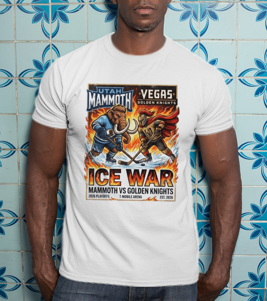 Utah Mammoth Vegas Golden Knights Ice War 2026 Playoffs Mobile Arena T-Shirt