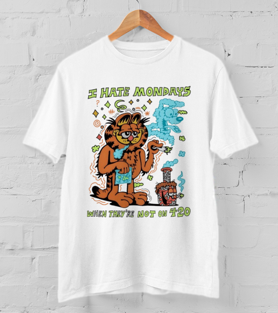 I Hate Mondays Orange Cat When They're Not On 420 Smoking Cartoon T-Shirt