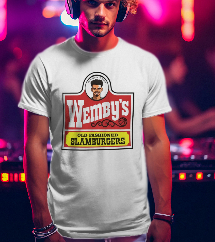 Wemby's Old Fashioned Slamburgers Spurs Basketball Cook T-Shirt