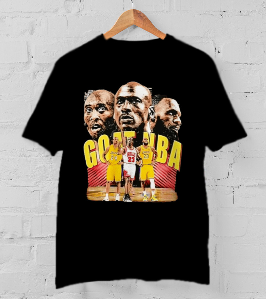 GOAT NBA Kobe Bryant Michael Jordan LeBron James Lakers Bulls Collage T-Shirt