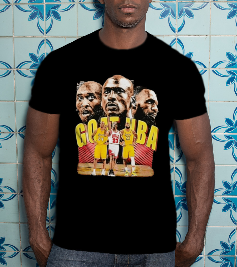 GOAT NBA Kobe Bryant Michael Jordan LeBron James Lakers Bulls Collage T-Shirt