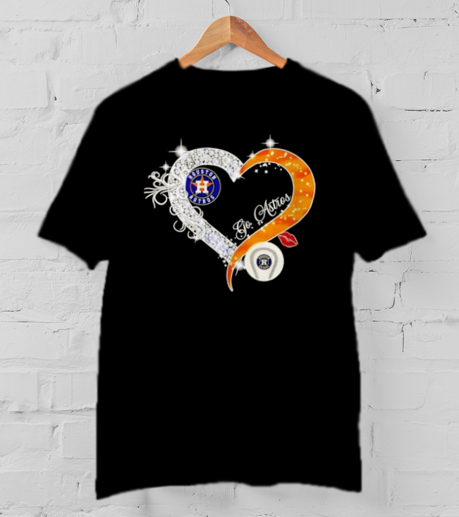 Houston Astros Heart Diamonds Baseball Love Astros T-Shirt