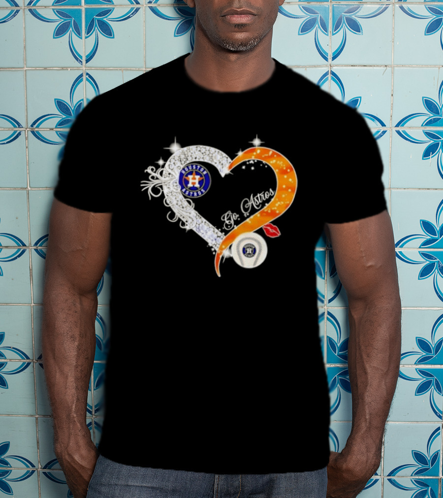Houston Astros Heart Diamonds Baseball Love Astros T-Shirt