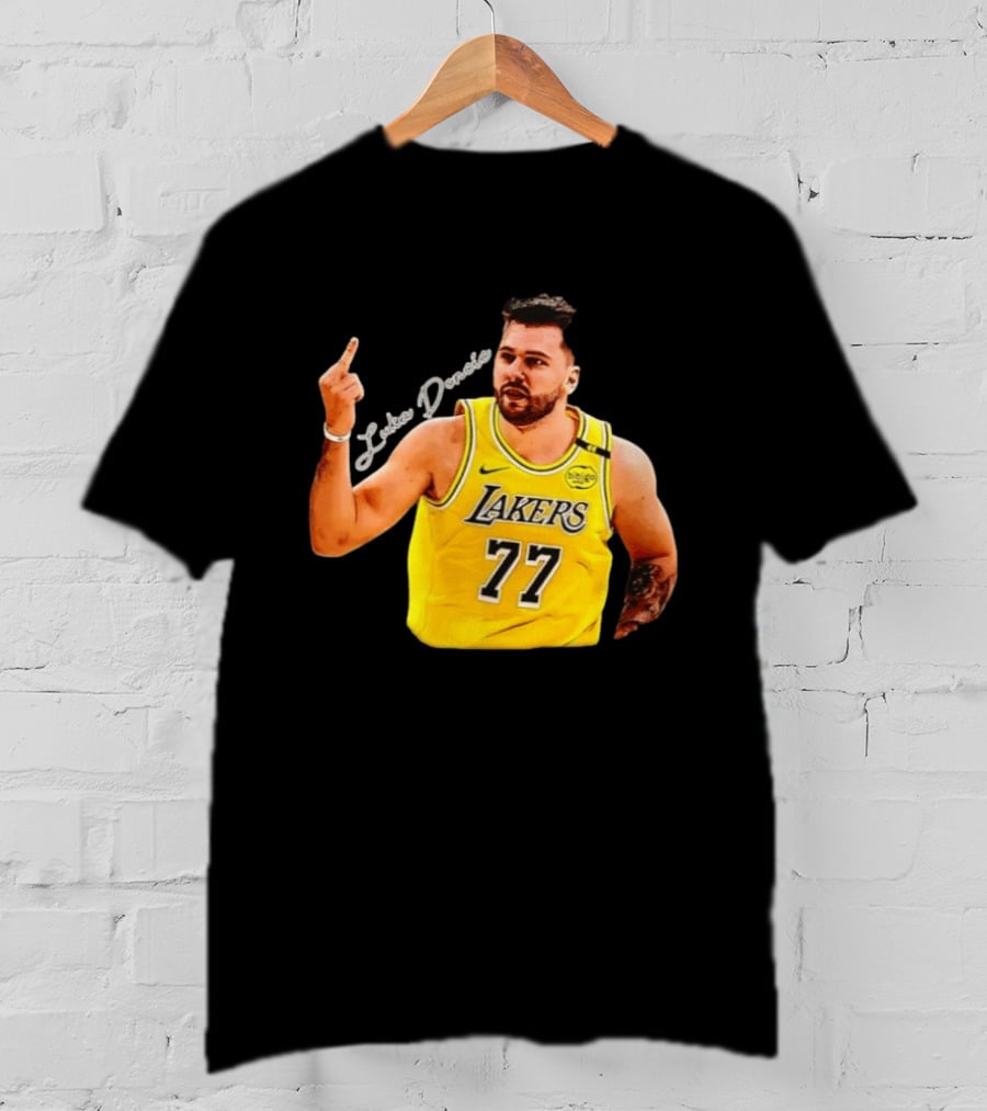 Luka Doncic Lakers 77 Middle Finger Gesture Nike Basketball Jersey T-Shirt