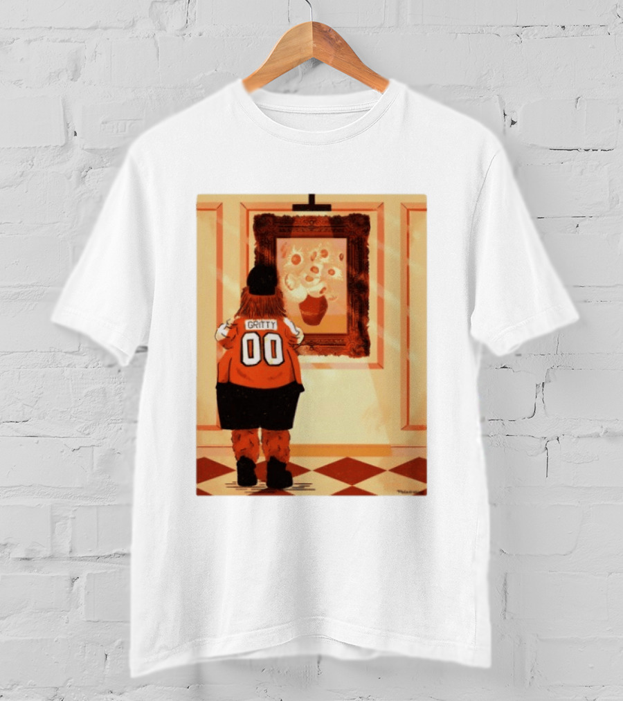Gritty Philadelphia Flyers Meets Vincent Van Gogh Sunflowers Museum Exhibit T-Shirt