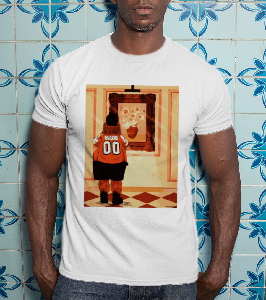 Gritty Philadelphia Flyers Meets Vincent Van Gogh Sunflowers Museum Exhibit T-Shirt