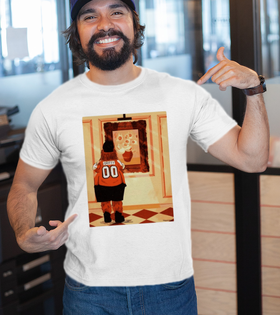 Gritty Philadelphia Flyers Meets Vincent Van Gogh Sunflowers Museum Exhibit T-Shirt