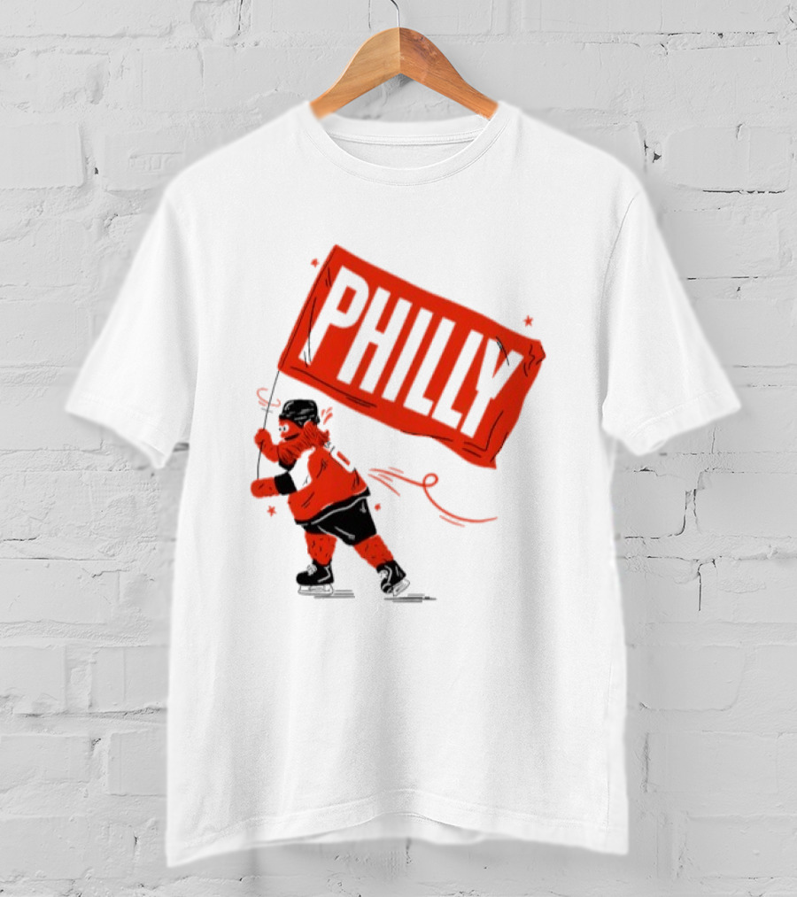 Gritty Philly Flag Philadelphia Flyers Hockey Rally Fan T-Shirt