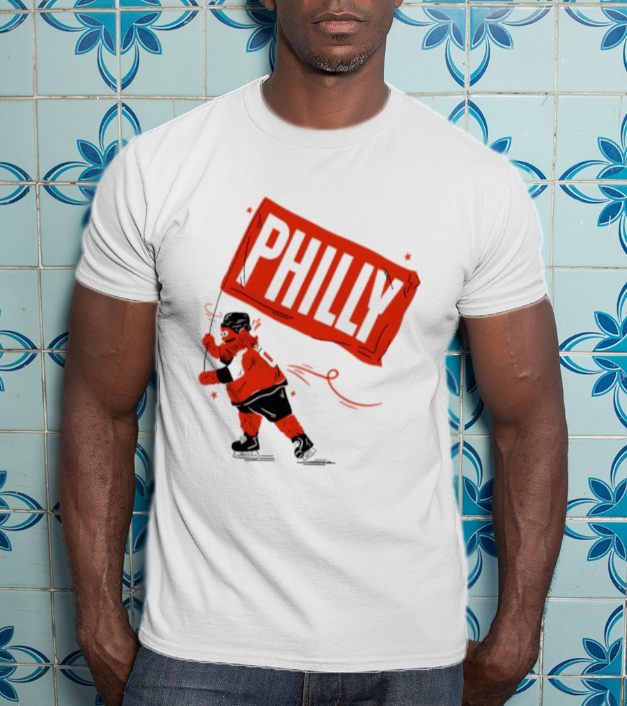 Gritty Philly Flag Philadelphia Flyers Hockey Rally Fan T-Shirt
