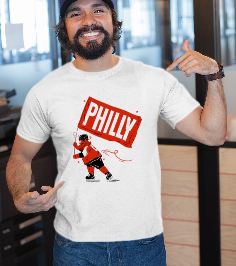 Gritty Philly Flag Philadelphia Flyers Hockey Rally Fan T-Shirt