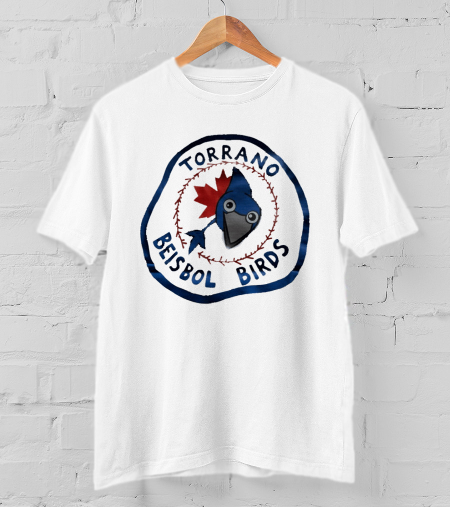 Torrano Beisbol Birds Blue Jay Red Maple Leaf Circle T-Shirt