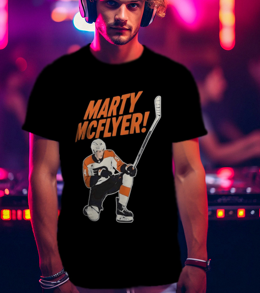 Marty McFlyer Philadelphia Flyers Hockey NHL 2026 Retro Mashup T-Shirt