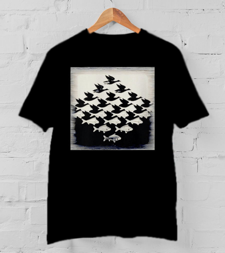 MC Escher Sky And Water Tessellation Optical Illusion T-Shirt