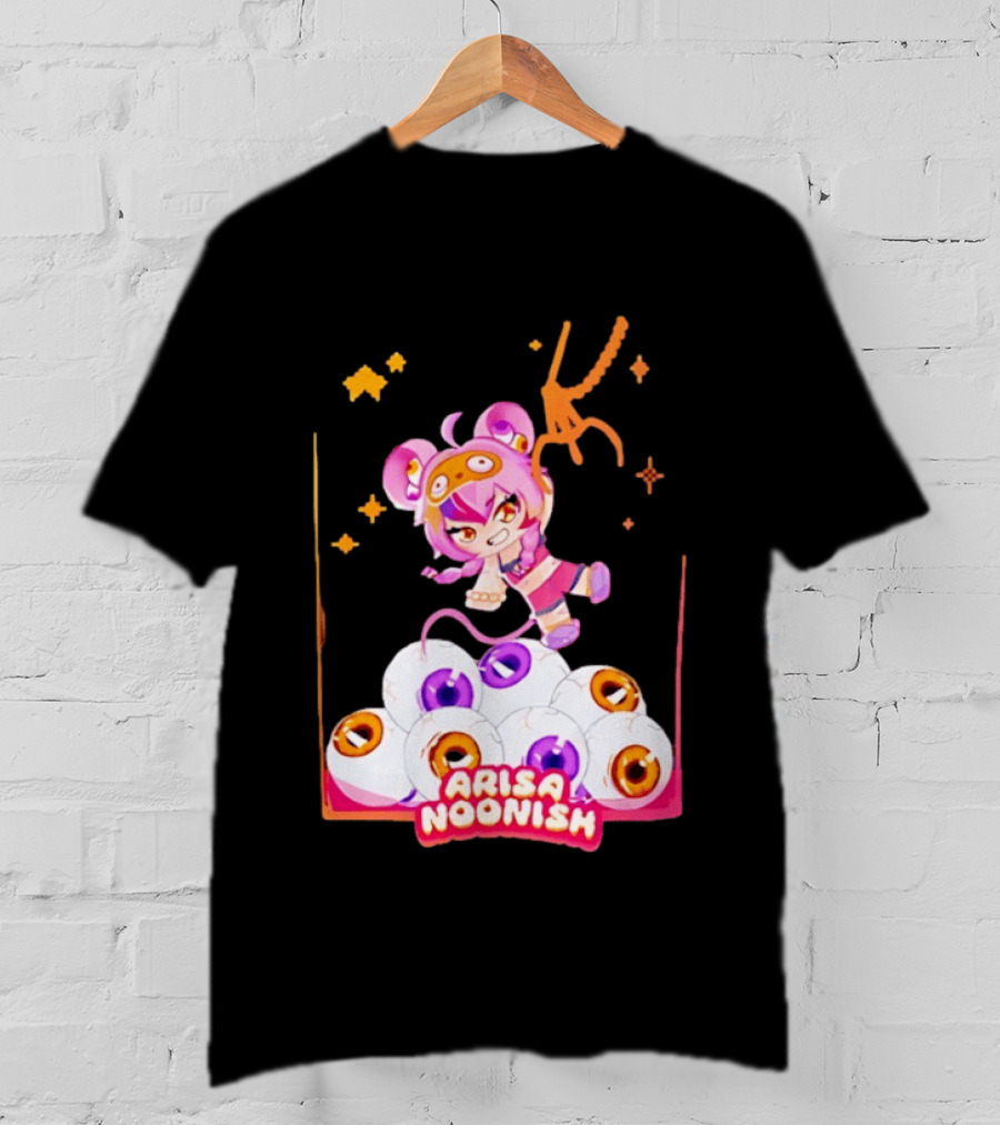 Playful Arisa Noonish With Seven Eyes Anime Character And Stars T-Shirt