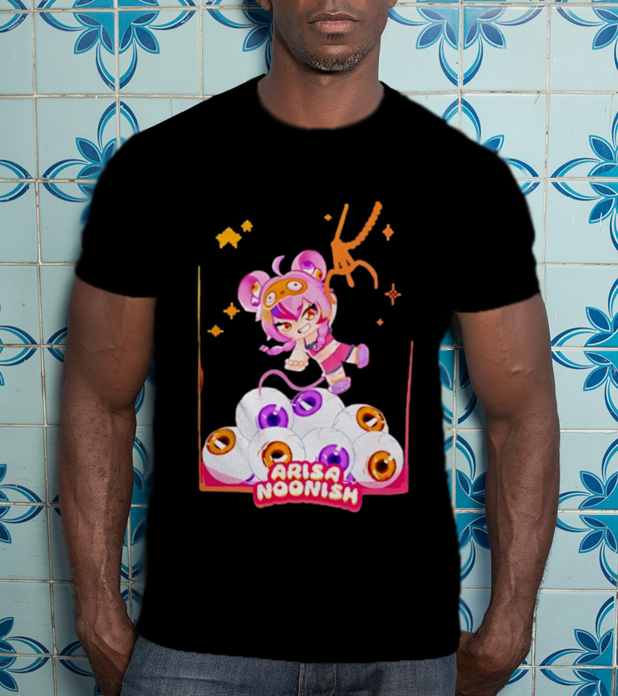 Playful Arisa Noonish With Seven Eyes Anime Character And Stars T-Shirt