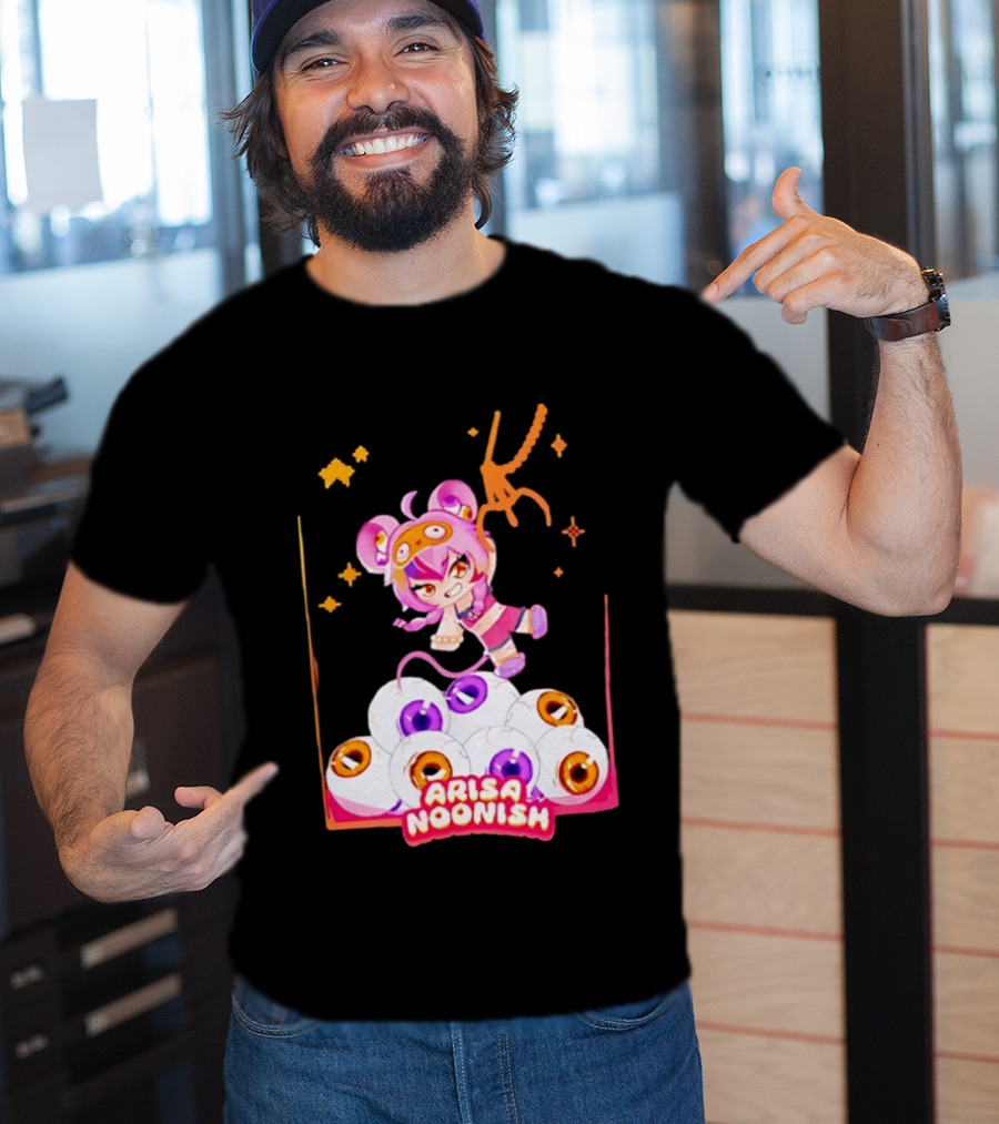 Playful Arisa Noonish With Seven Eyes Anime Character And Stars T-Shirt