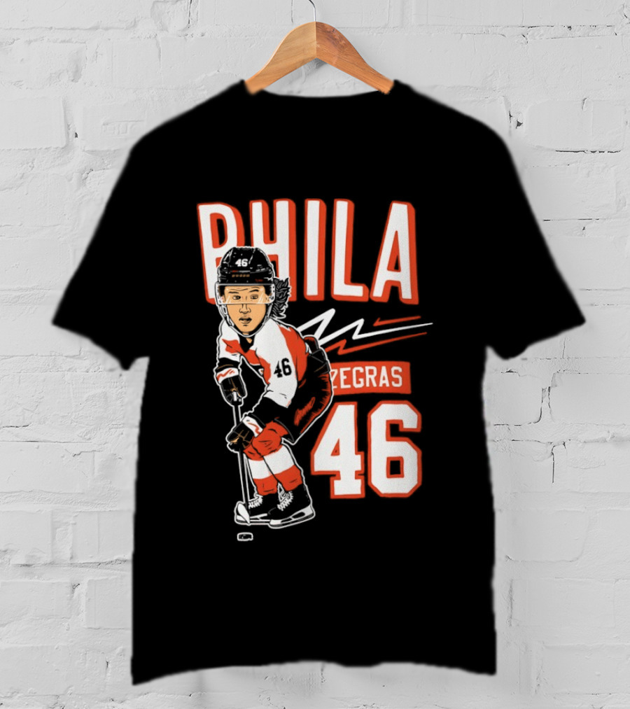 Phila Zegras 46 Caricature Philadelphia Flyers NHL Hockey 2026 T-Shirt