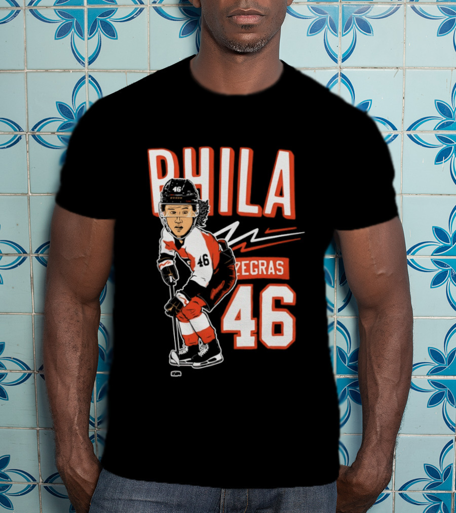 Phila Zegras 46 Caricature Philadelphia Flyers NHL Hockey 2026 T-Shirt