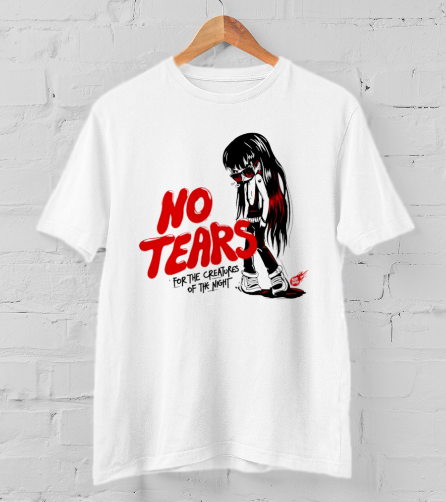 No Tears For The Creatures Of The Night Anime Gothic Style With Red Highlights T-Shirt