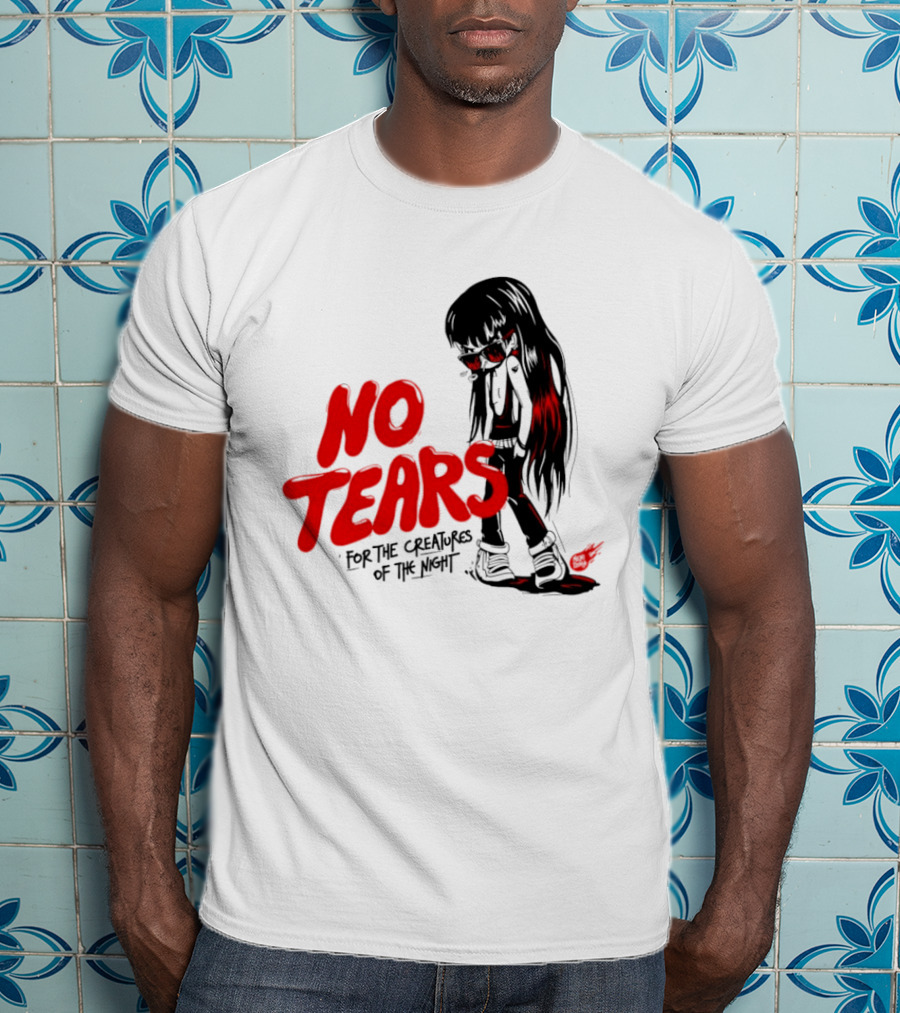 No Tears For The Creatures Of The Night Anime Gothic Style With Red Highlights T-Shirt