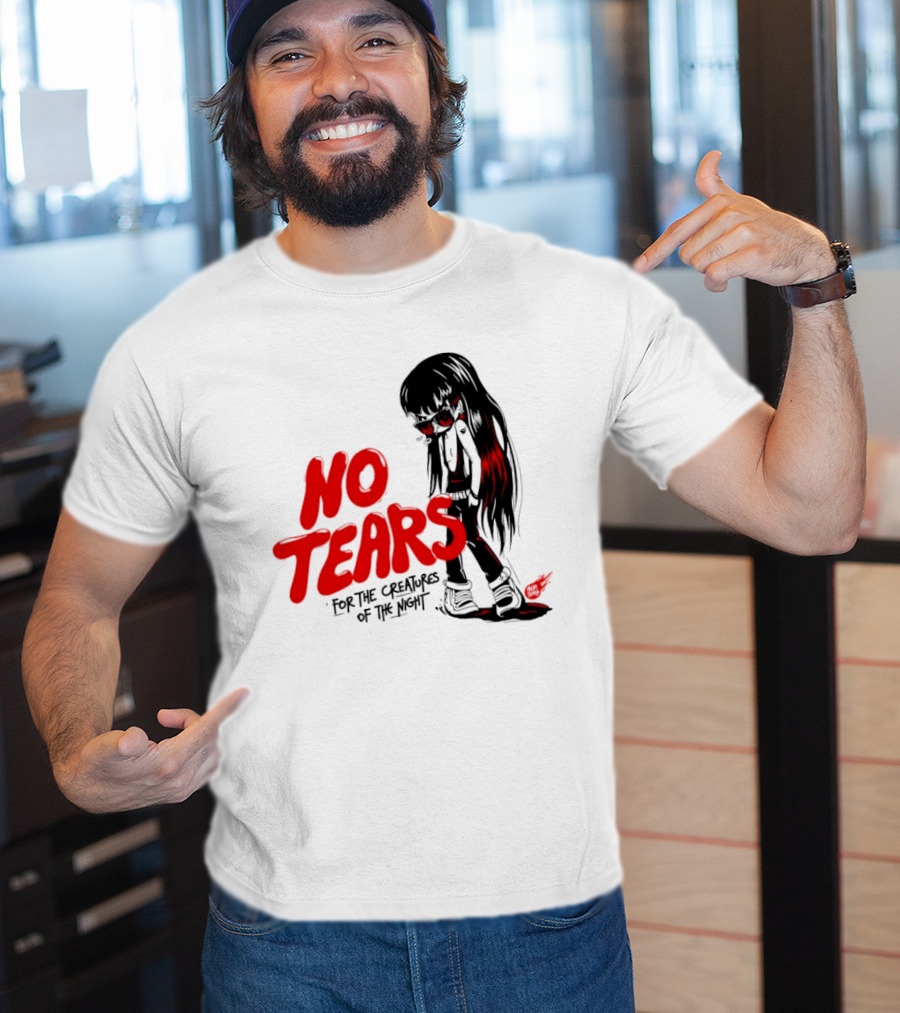 No Tears For The Creatures Of The Night Anime Gothic Style With Red Highlights T-Shirt