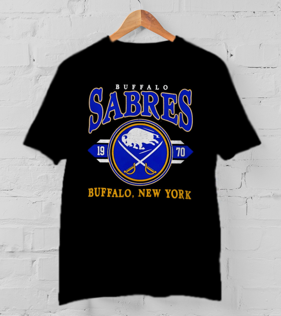 Buffalo Sabres 1970 Hockey Buffalo New York NHL Vintage Blue Gold T-Shirt
